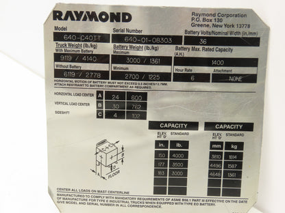 Raymond 570-236/200 Forklift Hydraulic Pump & Motor Removed From 640-C40TT