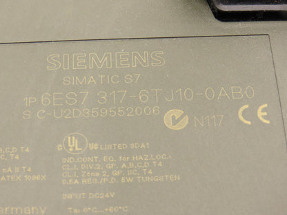 Siemens 6ES7 317-6TJ10-0AB0 SIMATIC S7-300 CPU 317T-2 DP Central Processing Unit