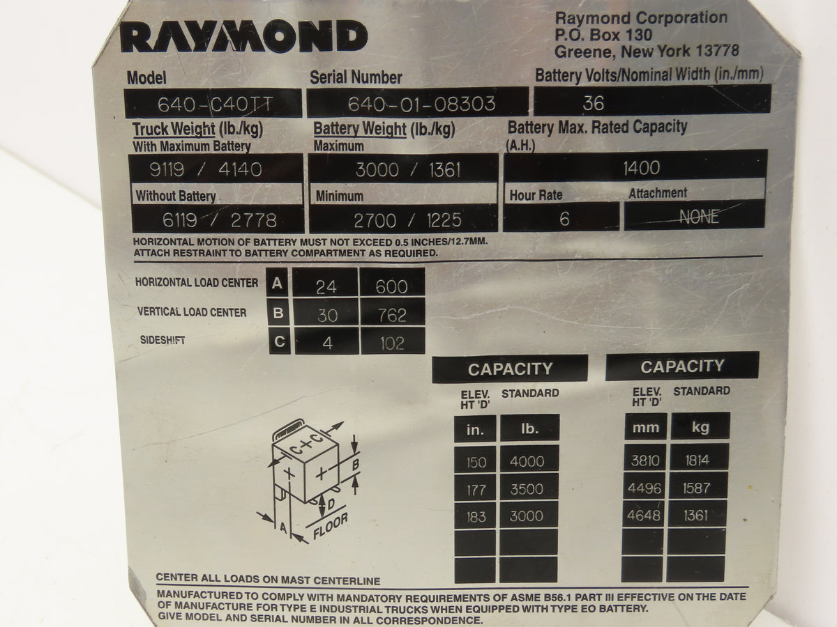 Raymond 570-445/200 Forklift Hydraulic Pump & Motor Removed From 640-C40TT