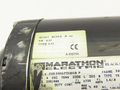 Marathon 56H17T5301B Black Max AC Motor .5Hp 1735rpm 230/460V 56C Inverter Duty