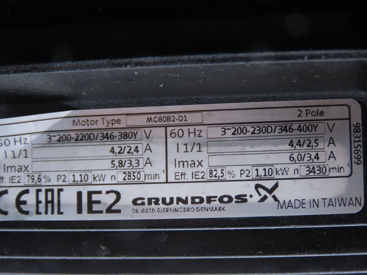 Grundfos MTH2-60/6 A-W-A-AUUV Vertical Immersion Coolant Pump 13gpm 230V 3PH