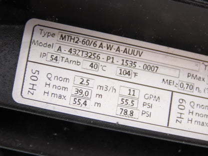 Grundfos MTH2-60/6 A-W-A-AUUV Vertical Immersion Coolant Pump 13gpm 230V 3PH