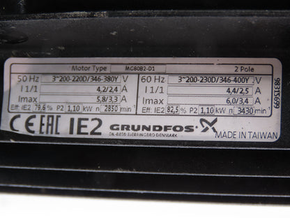 Grundfos MTH2-60/6 A-W-A-AUUV Vertical Immersion Coolant Pump 13gpm 230V 3PH