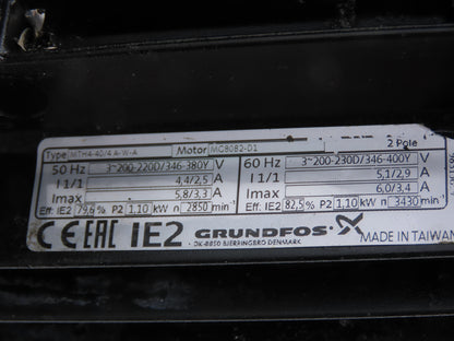 Grundfos MTH4-40/4 A-W-A Immersion Coolant Pump 21gpm 1.1kw 230V 3PH