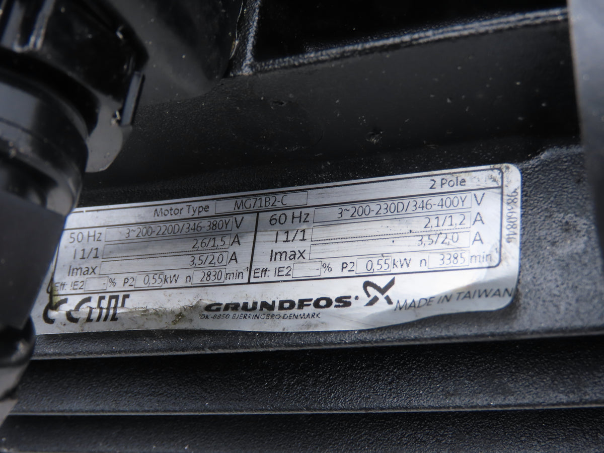 Grundfos MTH2-6 Immersion Coolant Pump 13.2gpm .55kw 230V 3PH MG71B2-C
