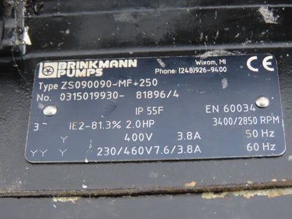 Brinkmann STE143S270+001 Immersion Coolant Pump 30gpm 2Hp 230/460V 3PH 3400 RPM
