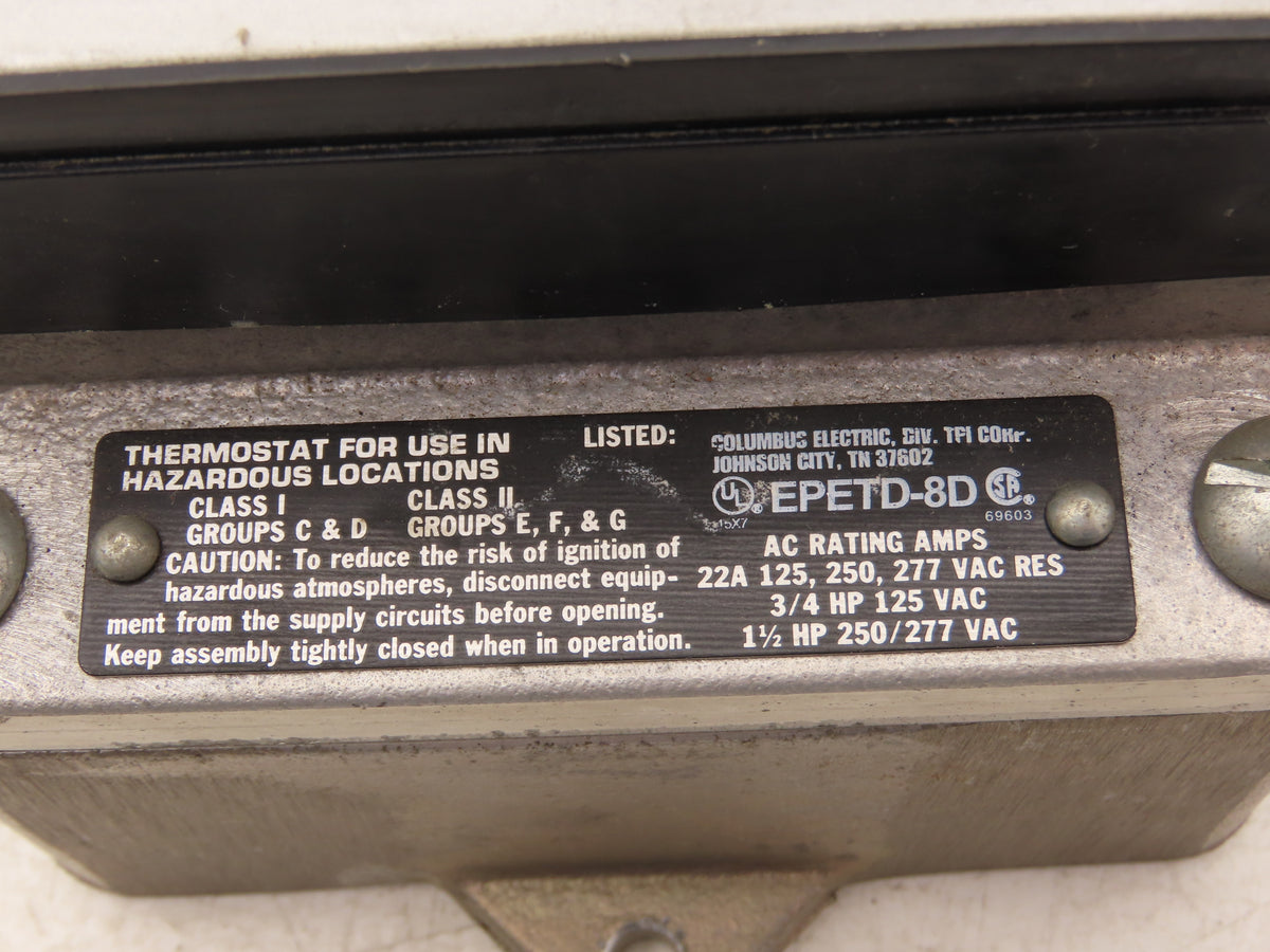 Columbus Elect. EPETD-8D Hazardous Location Thermostat 22A 125-277 VAC