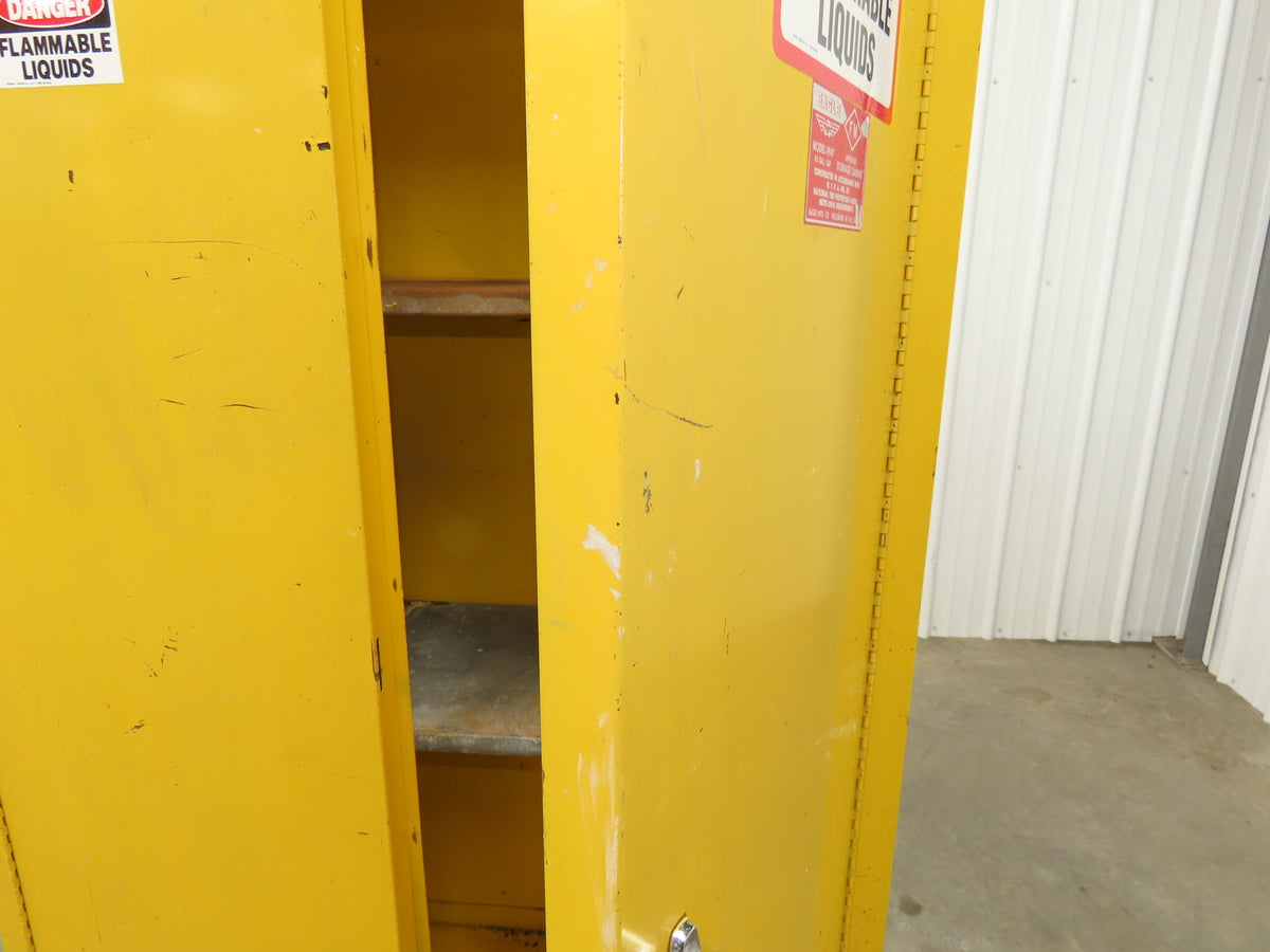 Eagle 1947 Flammable Liquid Safety Cabinet Yellow Dual Door 45 Gal 43x18x66"