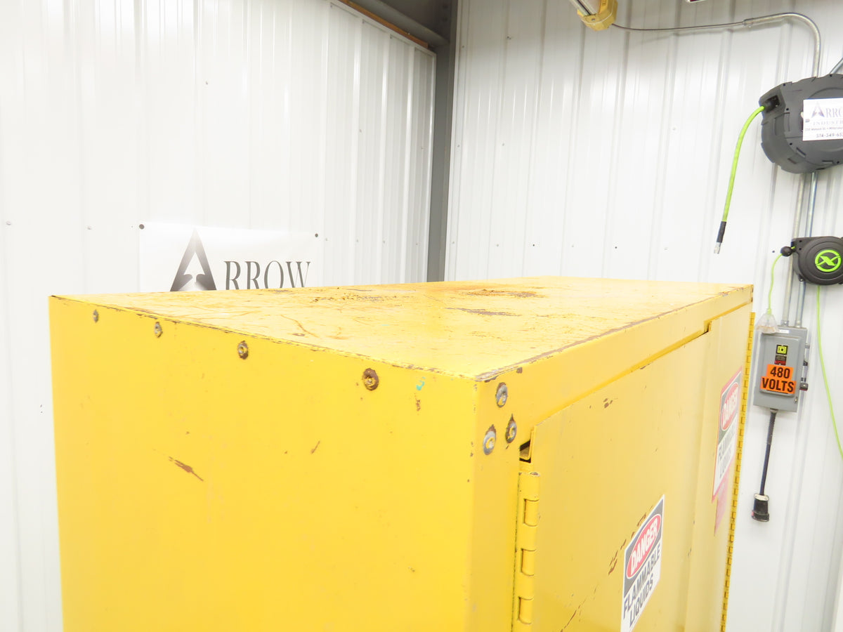 Eagle 1947 Flammable Liquid Safety Cabinet Yellow Dual Door 45 Gal 43x18x66"