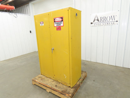 Eagle 1947 Flammable Liquid Safety Cabinet Yellow Dual Door 45 Gal 43x18x66"