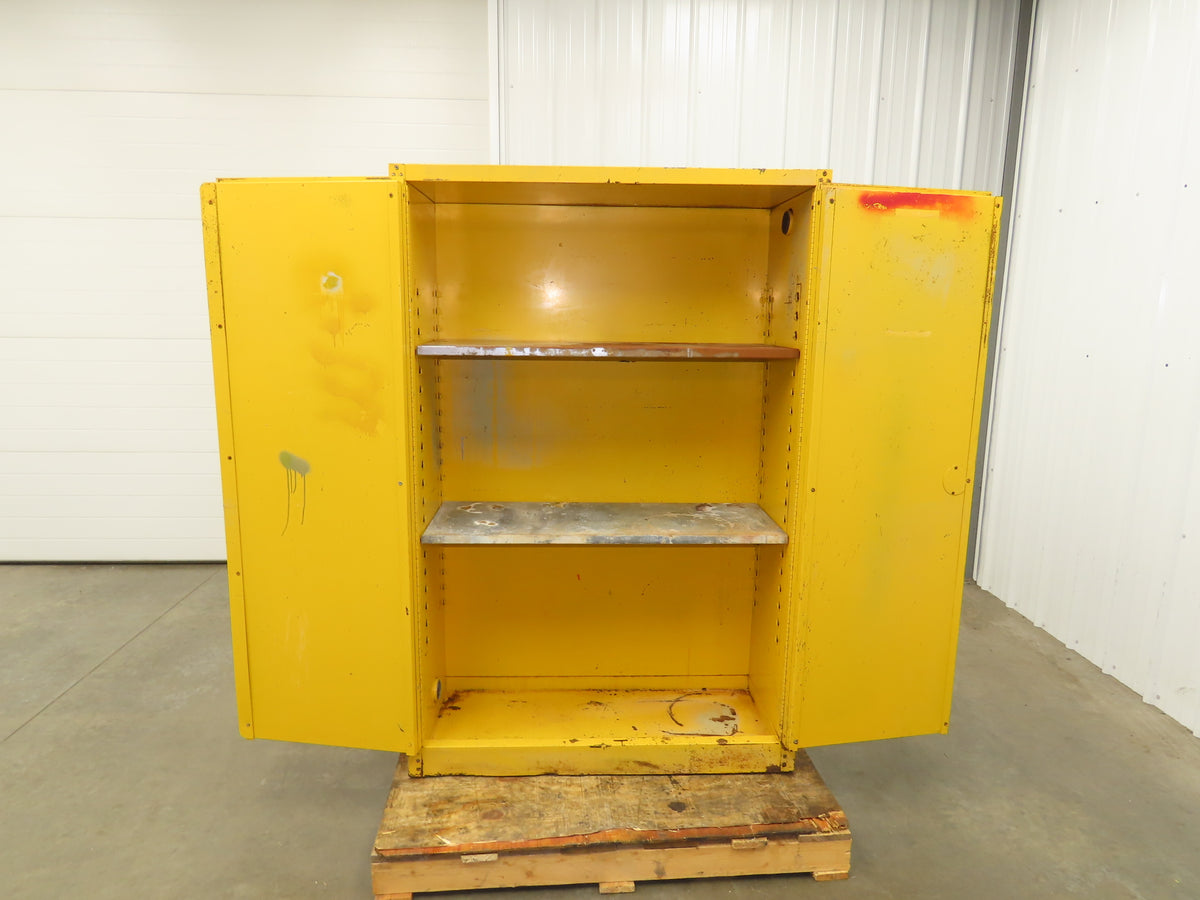 Eagle 1947 Flammable Liquid Safety Cabinet Yellow Dual Door 45 Gal 43x18x66"