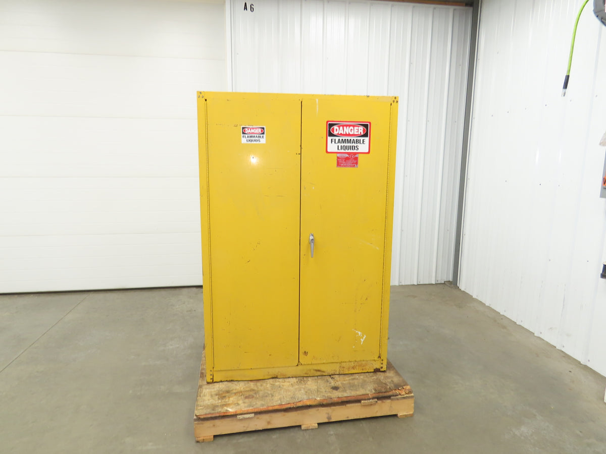 Eagle 1947 Flammable Liquid Safety Cabinet Yellow Dual Door 45 Gal 43x18x66"
