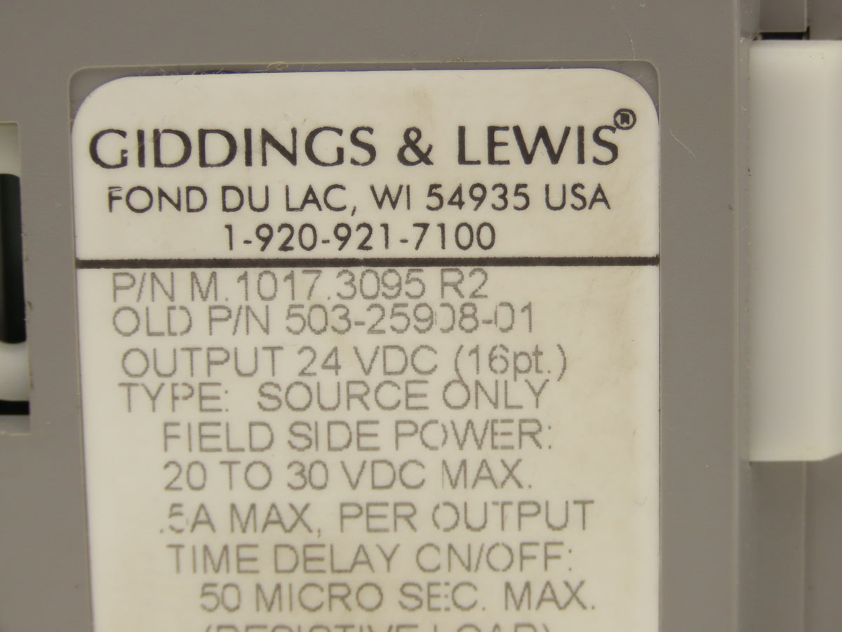 Giddings & Lewis M.1017.3095 R2 Digital I/O Module 16-Point 24 VDC .5A/Output