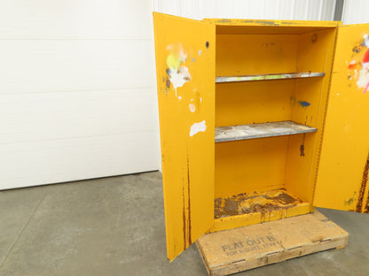 Lyon 5444 Flammable Liquid Safety Cabinet Yellow Dual Door 45 Gal 43x18x66"