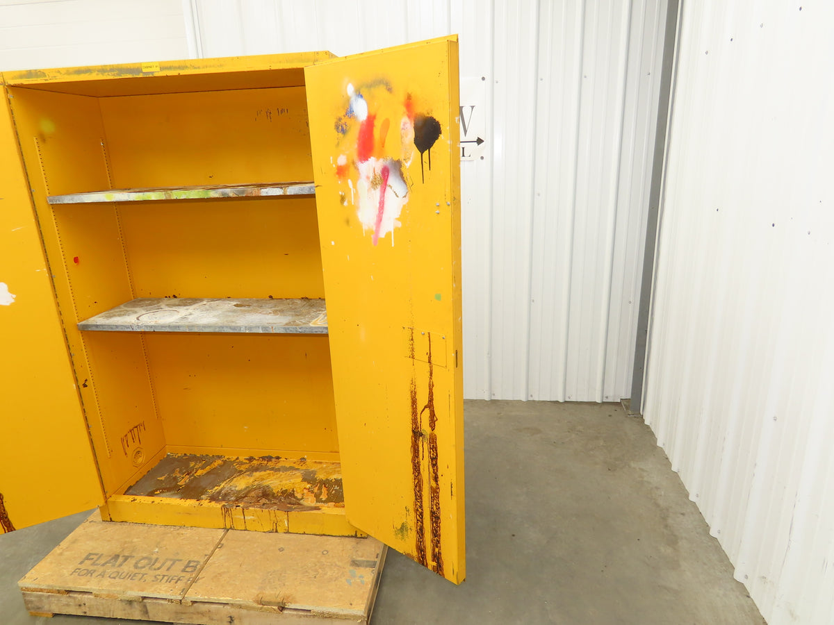 Lyon 5444 Flammable Liquid Safety Cabinet Yellow Dual Door 45 Gal 43x18x66"