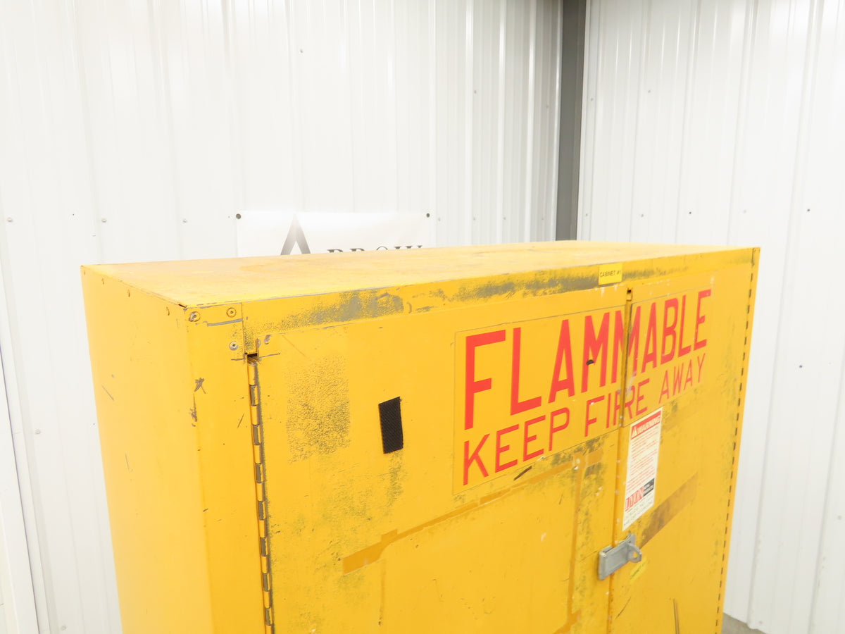 Lyon 5444 Flammable Liquid Safety Cabinet Yellow Dual Door 45 Gal 43x18x66"