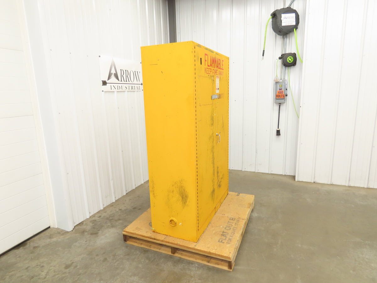 Lyon 5444 Flammable Liquid Safety Cabinet Yellow Dual Door 45 Gal 43x18x66"