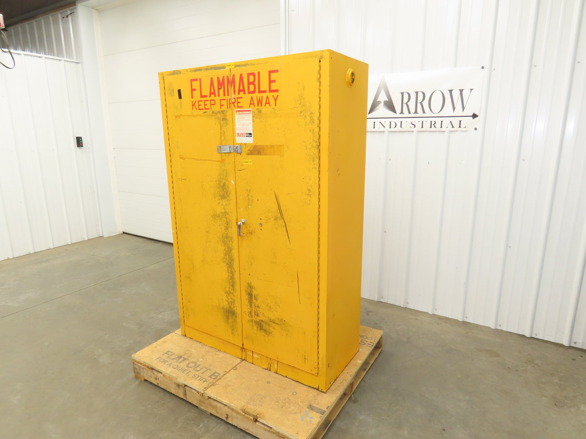 Lyon 5444 Flammable Liquid Safety Cabinet Yellow Dual Door 45 Gal 43x18x66"
