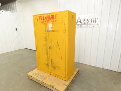 Lyon 5444 Flammable Liquid Safety Cabinet Yellow Dual Door 45 Gal 43x18x66"