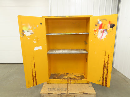 Lyon 5444 Flammable Liquid Safety Cabinet Yellow Dual Door 45 Gal 43x18x66"