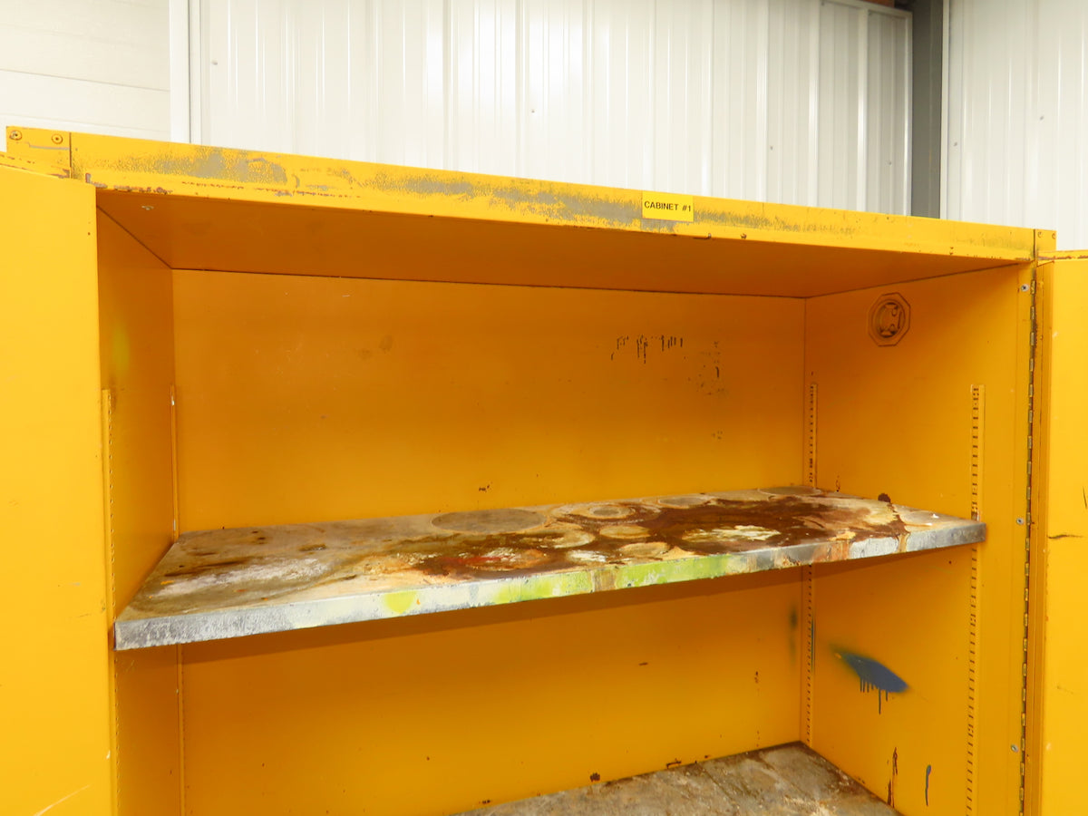 Lyon 5444 Flammable Liquid Safety Cabinet Yellow Dual Door 45 Gal 43x18x66"