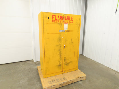 Lyon 5444 Flammable Liquid Safety Cabinet Yellow Dual Door 45 Gal 43x18x66"