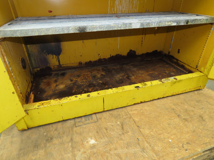 Justrite Yellow Flammable Safety Cabinet Dual Door 30 Gallon Liquid 43x18x45"