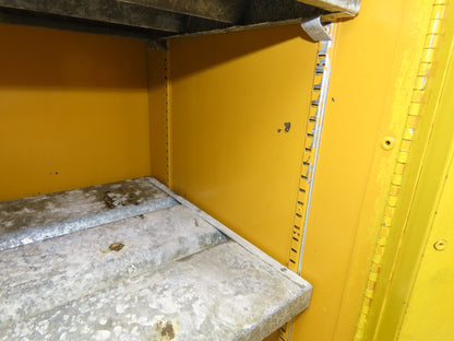 Justrite Yellow Flammable Safety Cabinet Dual Door 30 Gallon Liquid 43x18x45"