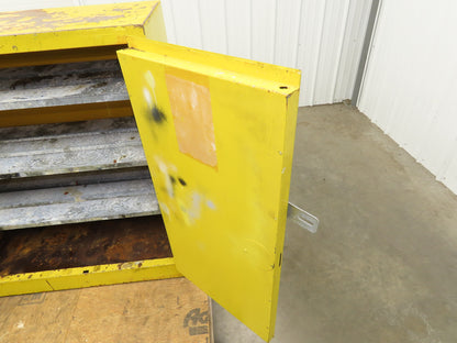 Justrite Yellow Flammable Safety Cabinet Dual Door 30 Gallon Liquid 43x18x45"