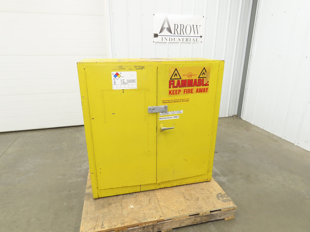 Justrite Yellow Flammable Safety Cabinet Dual Door 30 Gallon Liquid 43x18x45"