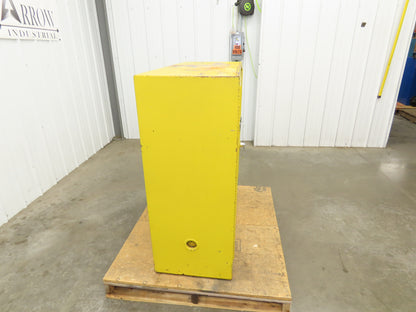 Justrite Yellow Flammable Safety Cabinet Dual Door 30 Gallon Liquid 43x18x45"