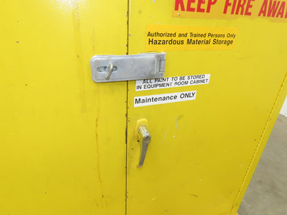 Justrite Yellow Flammable Safety Cabinet Dual Door 30 Gallon Liquid 43x18x45"