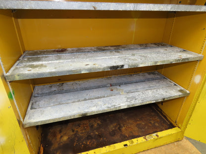 Justrite Yellow Flammable Safety Cabinet Dual Door 30 Gallon Liquid 43x18x45"