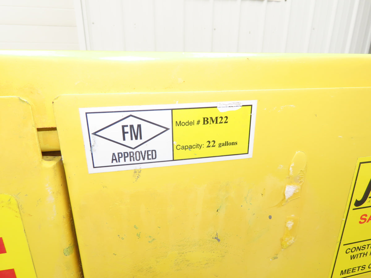 Jamco BM22 Flammable Safety Cabinet 22 Gallon Yellow Flammable Liquid 34x18x35"