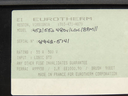Eurotherm SCR Power Controller Thyristor Unit 55A 500 VAC 1 Ph