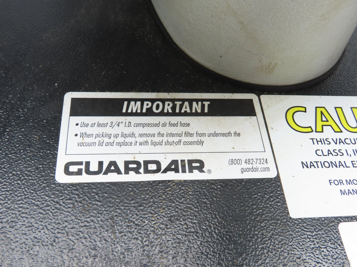 Guardair PowerQUAD 55 Gal Drum Pneumatic Venturi Vacuum Head Wet/Dry 110CFM