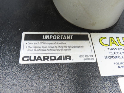 Guardair PowerQUAD 55 Gal Drum Pneumatic Venturi Vacuum Head Wet/Dry 110CFM