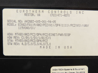 Eurotherm ECMA2/FA119/AN2/PC2(V1)/DP4 Temperature Controller Won't Power Up.