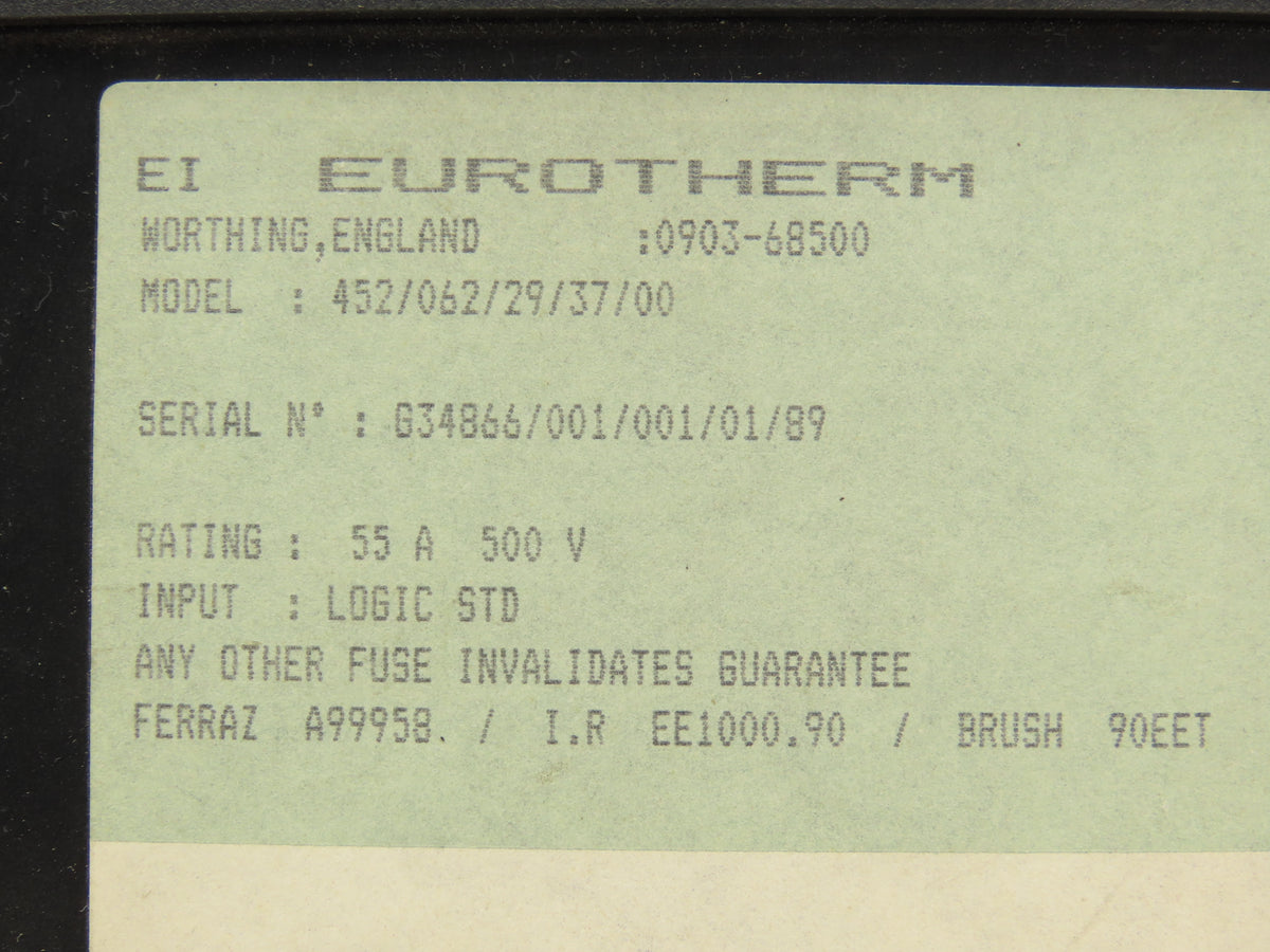 Eurotherm 452/062/29/37/00 SCR Power Controller Thyristor Unit 55A 500 VAC
