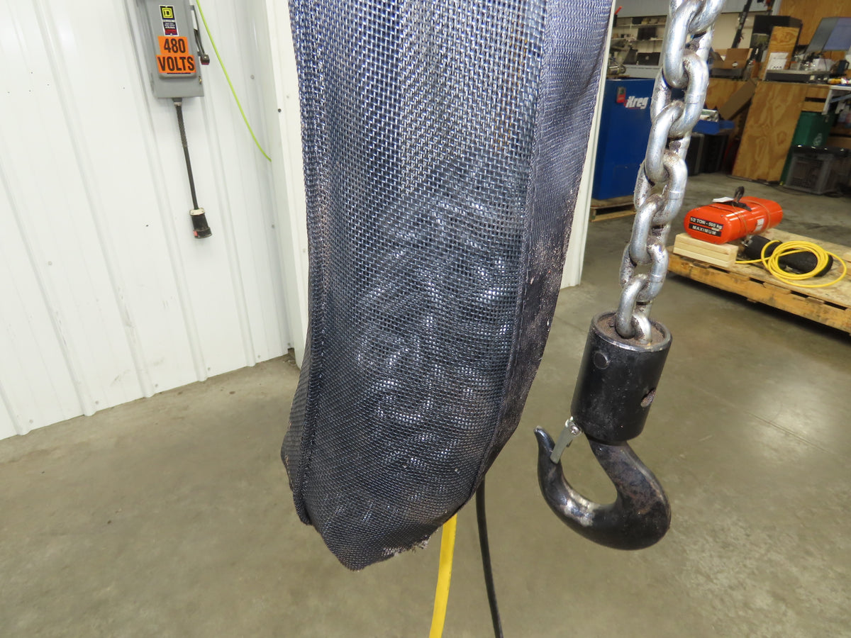 CM Lodestar Model J 1/2 Ton 1000lb Electric Chain Hoist 21' Lift 32 FPM 3PH 480V