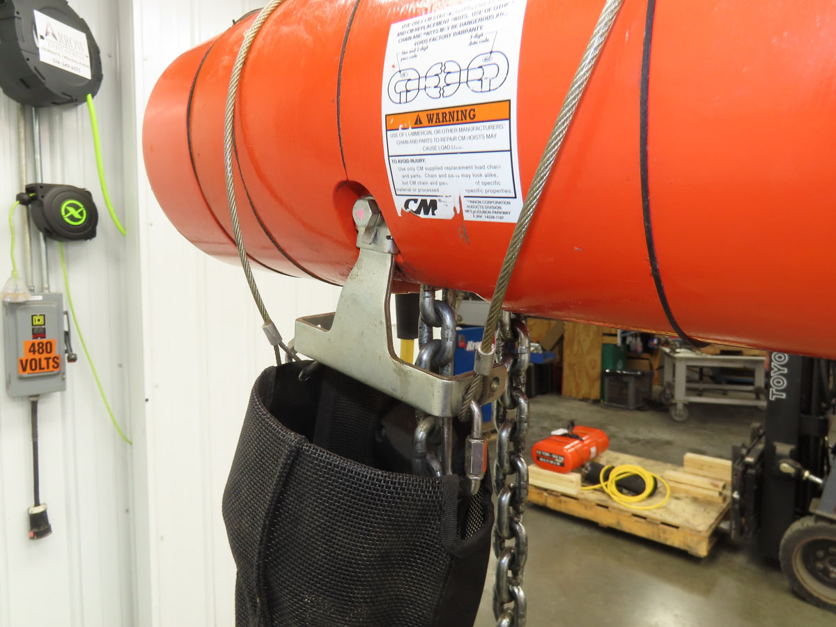 CM Lodestar Model J 1/2 Ton 1000lb Electric Chain Hoist 21' Lift 32 FPM 3PH 480V