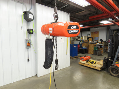 CM Lodestar Model J 1/2 Ton 1000lb Electric Chain Hoist 21' Lift 32 FPM 3PH 480V