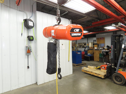 CM Lodestar Model J 1/2 Ton 1000lb Electric Chain Hoist 20' Lift 32 FPM 3PH 480V