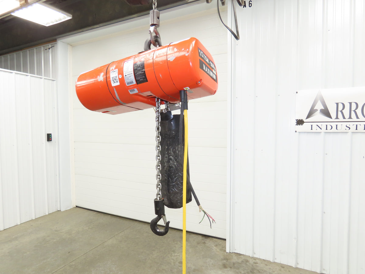 CM Lodestar Model J 1/2 Ton 1000lb Electric Chain Hoist 20' Lift 32 FPM 3PH 480V