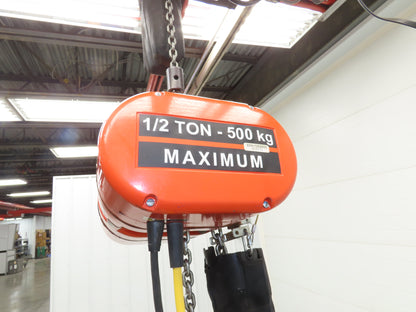 CM Lodestar Model J 1/2 Ton 1000lb Electric Chain Hoist 20' Lift 32 FPM 3PH 480V