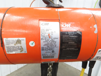 CM Lodestar Model J 1/2 Ton 1000lb Electric Chain Hoist 21' Lift 32 FPM 3PH 480V