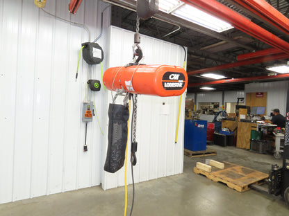 CM Lodestar Model J 1/2 Ton 1000lb Electric Chain Hoist 21' Lift 32 FPM 3PH 480V