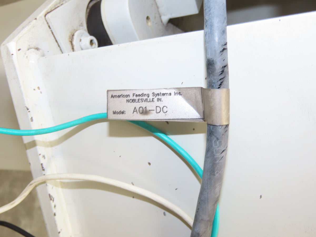 American Feeding A01-DC Vibrator Hopper Feeder 18x18" 120V 23-1/4"H Outfeed