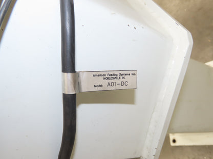 American Feeding A01-DC Vibrator Hopper Feeder 18x18" 120V 20"H Outfeed