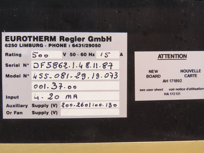 Eurotherm 455/081/29/19/073/001/37/00 SCR Power Controller 15A 500 VAC 50-60 Hz